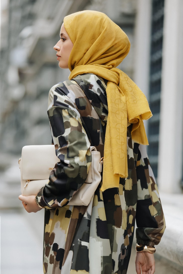 Armine Tencel Yün Geometrik Desen Şal 23