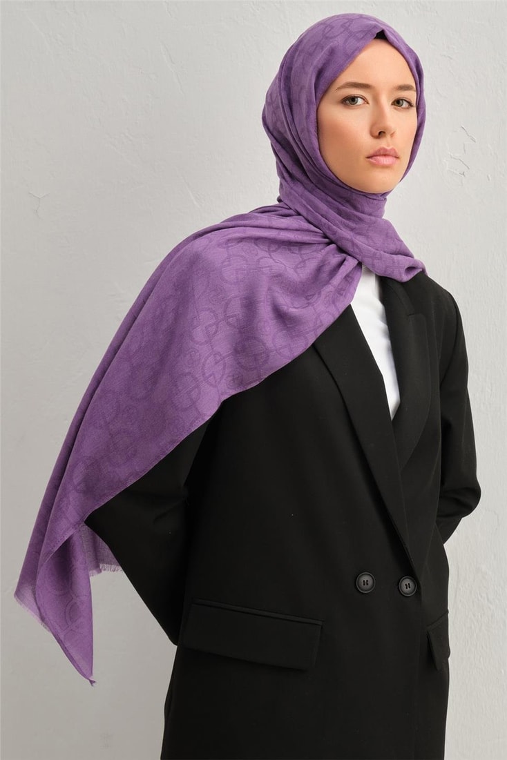 Armine Tencel Yün Geometrik Desen Şal 28