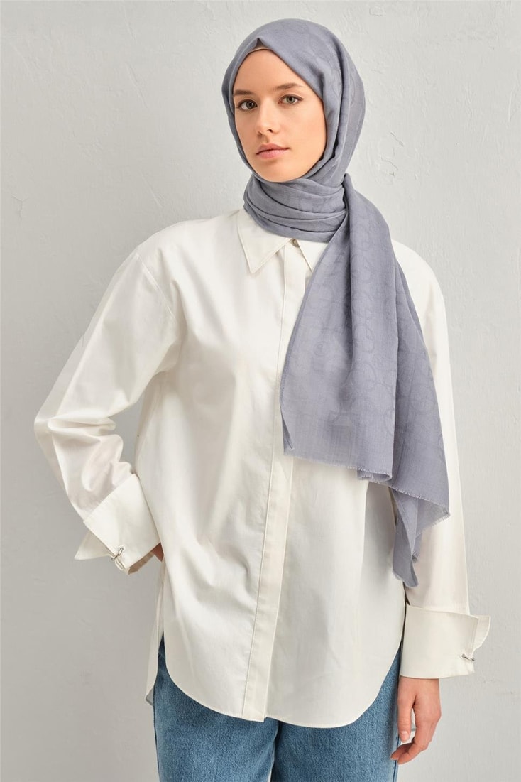 Armine Tencel Yün Geometrik Desen Şal 30