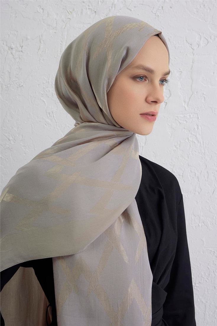 Armine Lyocell Naia Zikzak Desen Şal  1- 08 Koyu Vizon