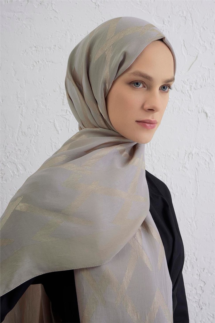 Armine Lyocell Naia Zikzak Desen Şal  1- 08 Koyu Vizon