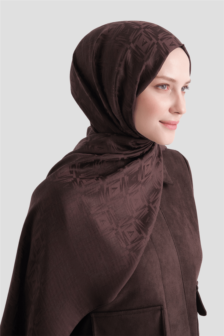 Armine Lyocell Naia Kare Monogram Şal 6 10 Acı Kahve