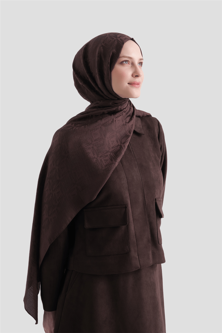 Armine Lyocell Naia Kare Monogram Şal 6 10 Acı Kahve