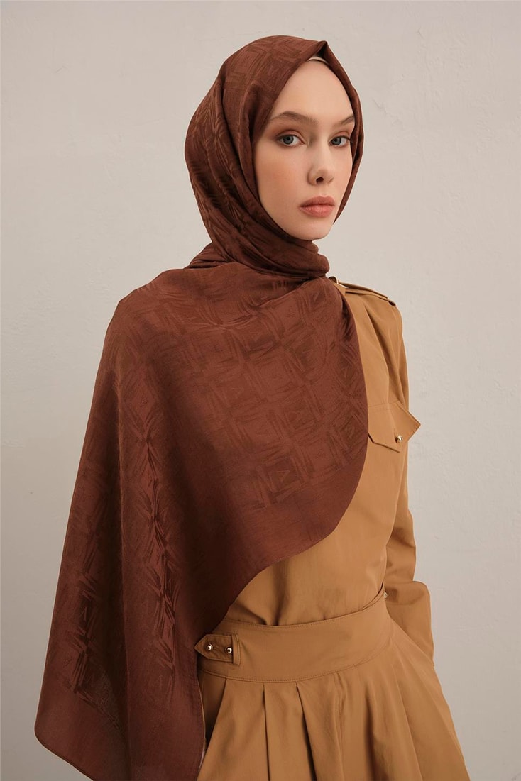 Armine Lyocell Naia Kare Monogram Şal 6 16 Bakır