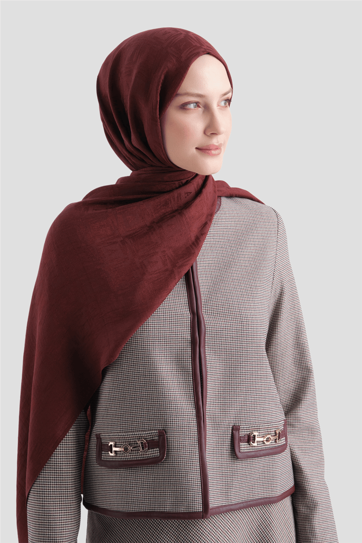Armine Lyocell Naia Kare Monogram Şal 6 32 Bordo