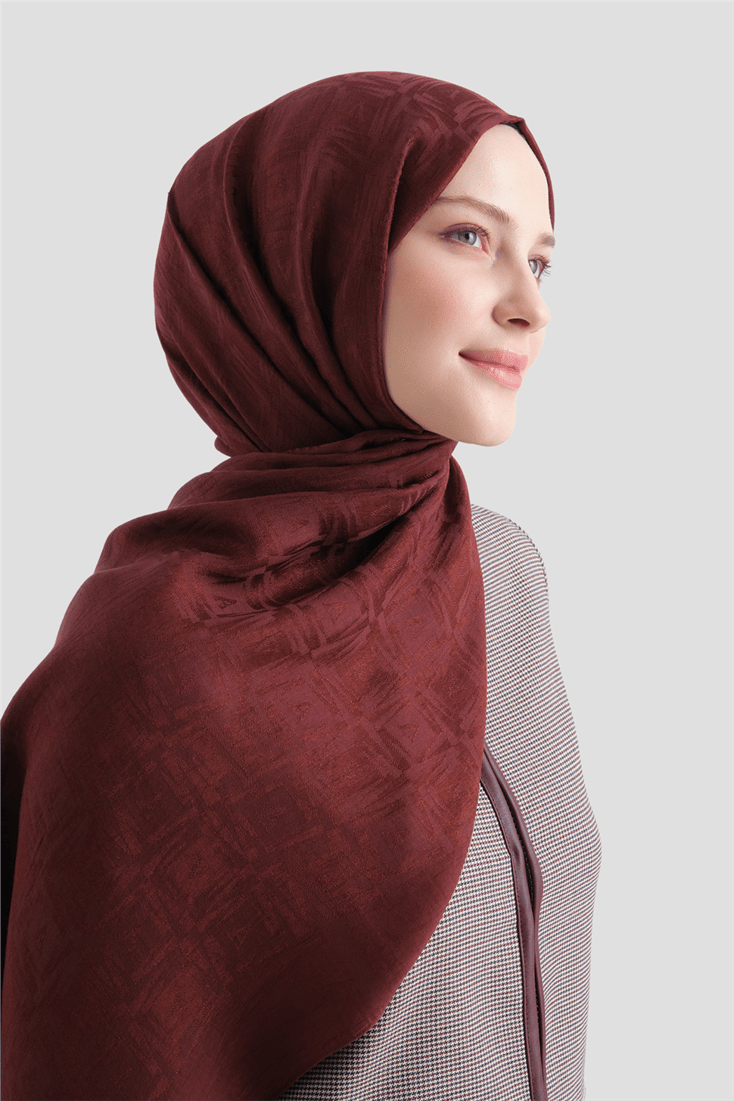 Armine Lyocell Naia Kare Monogram Şal 6 32 Bordo