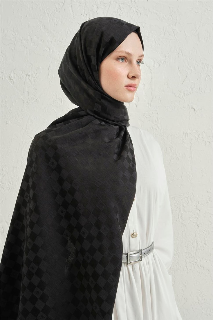 Armine Elegance İpek Pamuk Dama Şal 01