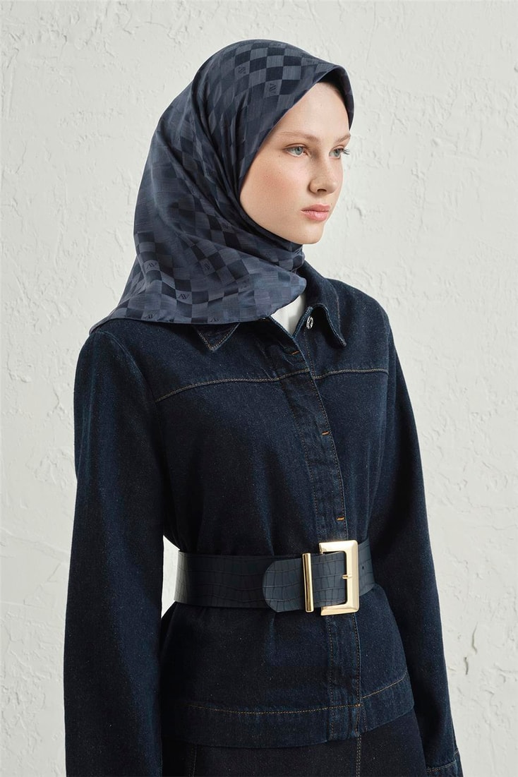 Armine Jakarlı İpek Pamuk Dama Eşarp 26 02