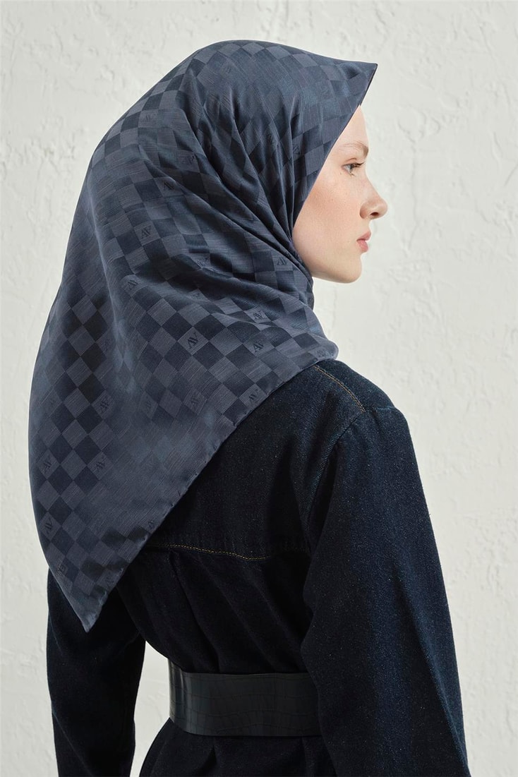 Armine Jakarlı İpek Pamuk Dama Eşarp 26 02