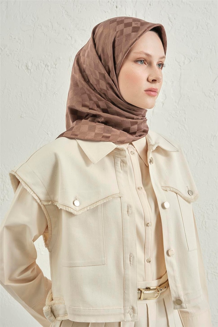 Armine Jakarlı İpek Pamuk Dama Eşarp 26 11