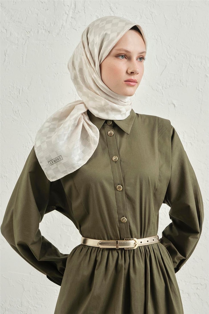 Armine Jakarlı İpek Pamuk Dama Eşarp 26 17