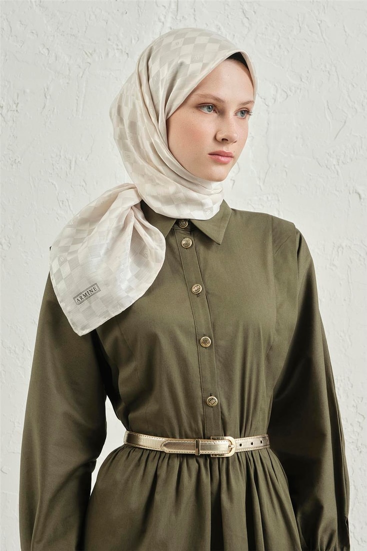 Armine Jakarlı İpek Pamuk Dama Eşarp 26 17