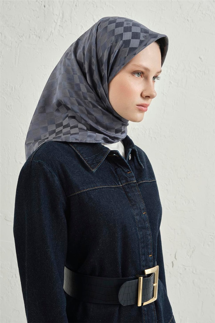 Armine Jakarlı İpek Pamuk Dama Eşarp 26 19