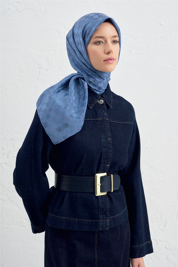 Armine Jakarlı İpek Pamuk Dama Eşarp 26 26