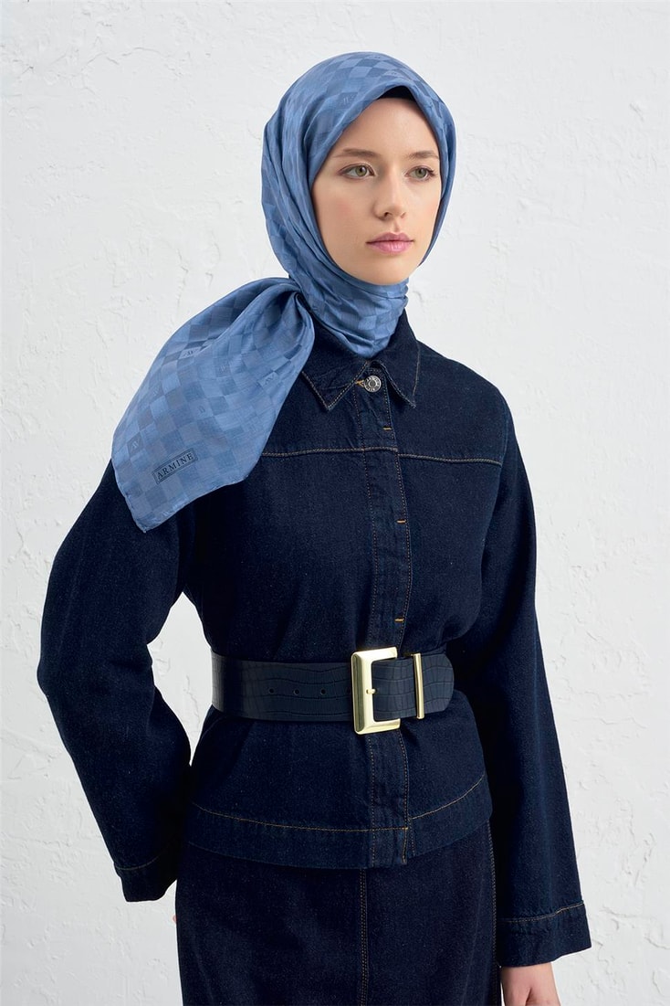 Armine Jakarlı İpek Pamuk Dama Eşarp 26 26
