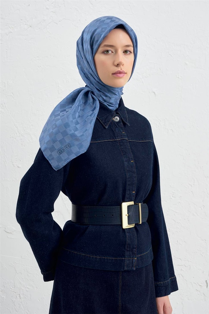 Armine Jakarlı İpek Pamuk Dama Eşarp 26 26