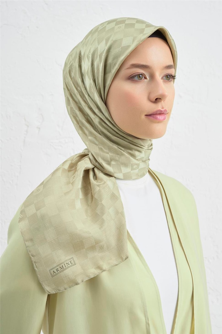 Armine Jakarlı İpek Pamuk Dama Eşarp 26 54