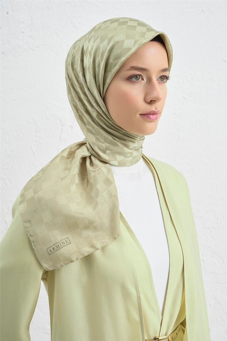 Armine Jakarlı İpek Pamuk Dama Eşarp 26 54