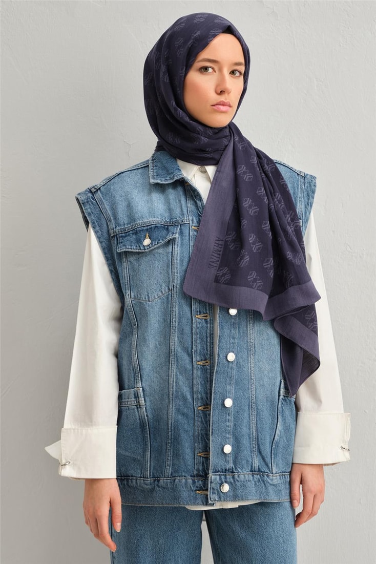 Armine Tencel İpek Minimal Monogram Desen Şal 3293