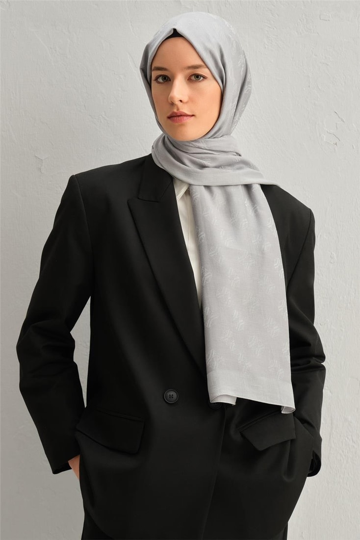 Armine Tencel İpek Minimal Monogram Desen Şal 3295