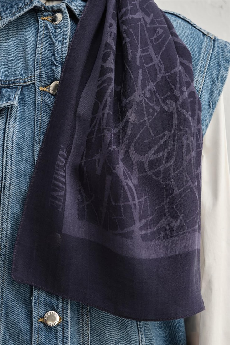 Armine Tencel İpek Kaligrafi Desen Şal 3293