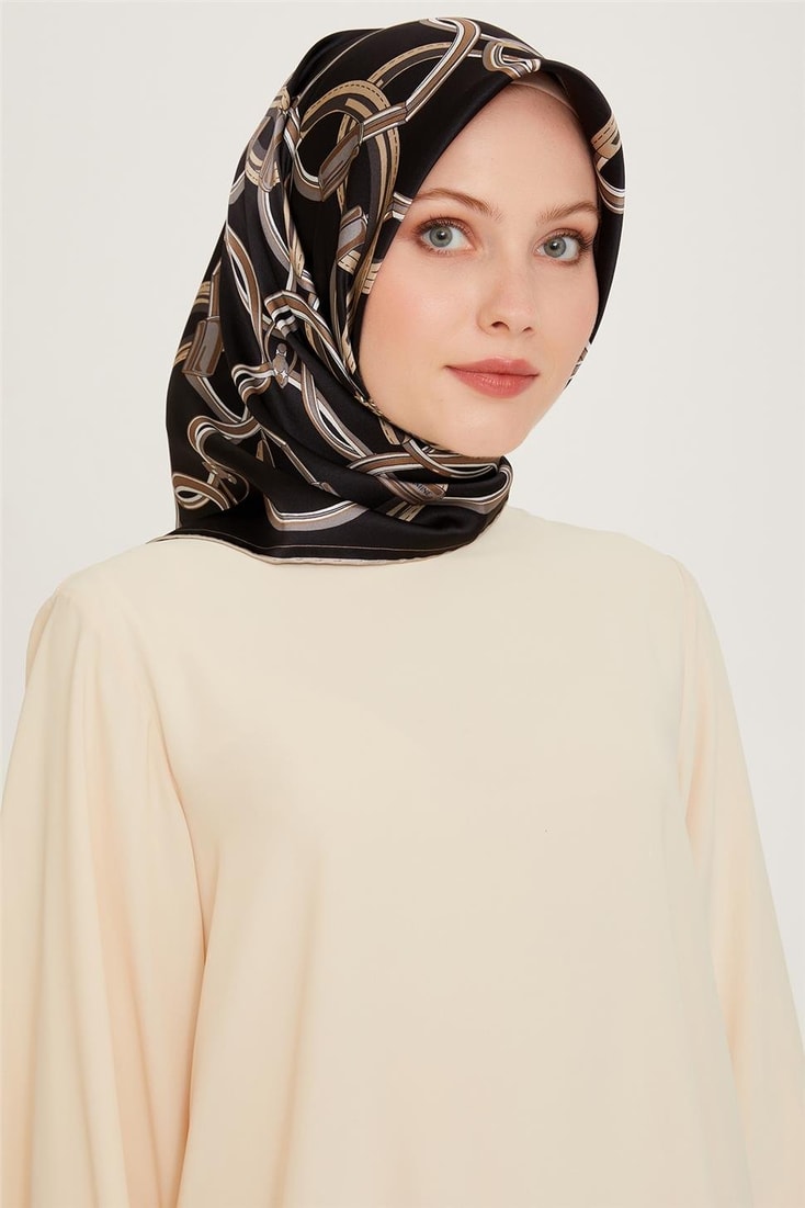 Armine Klasik Desenli Sura Saf İpek Eşarp 9203D 03