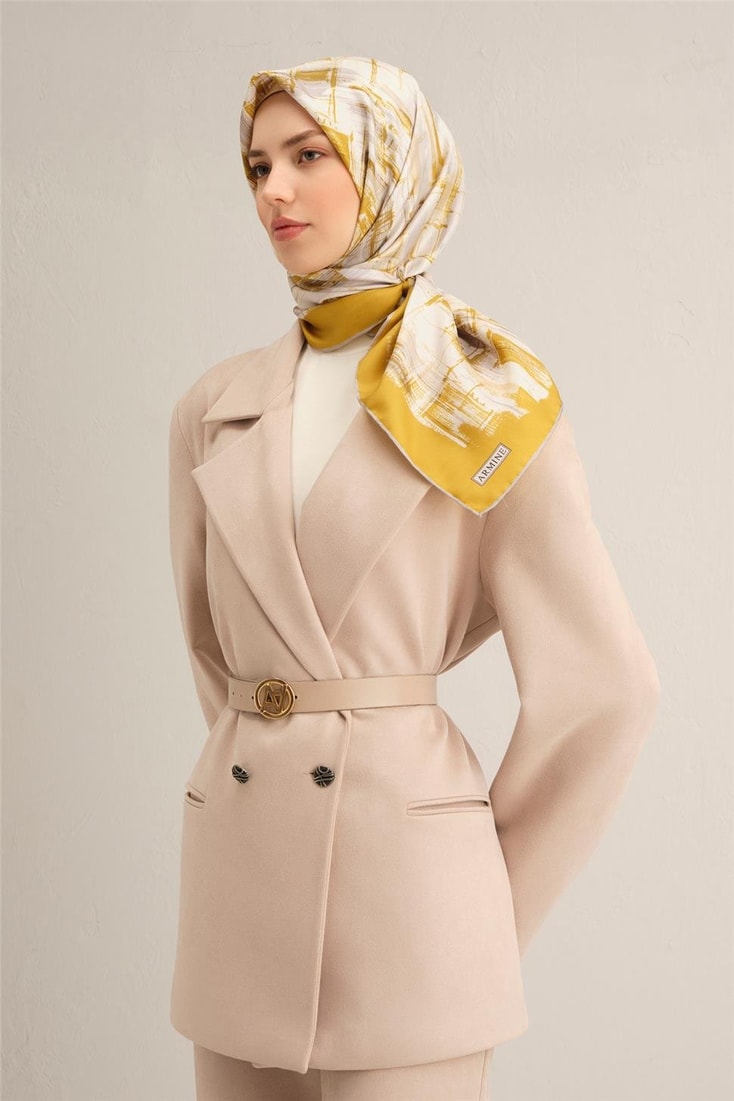 Armine Klasik Desenli Saf İpek Sura Eşarp 9350 85