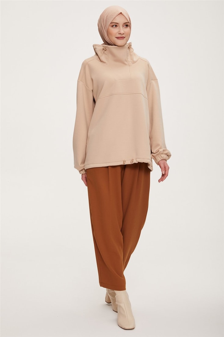 Armine Pileli Retro Pantolon 22K2305 Çikolata