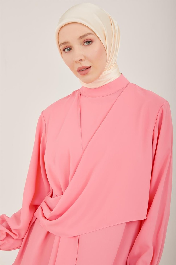 Armine Drapeli Asimetrik Bluz 23Y3328 Şeker Pembe