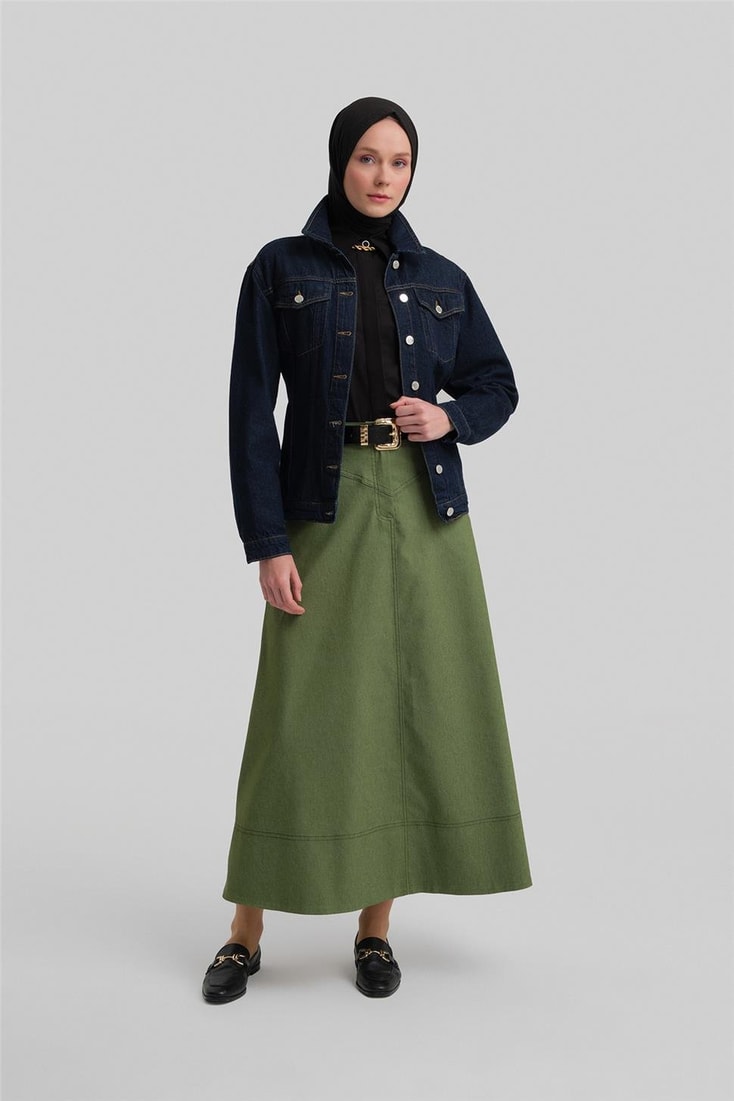 Armine Denim Kloş Etek 24Y1604 Yeşil