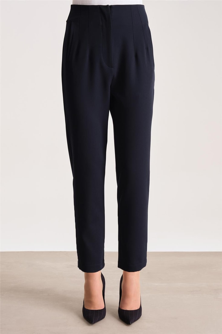 Armine High Waist Carrot Trousers Medium 2518 Navy Blue
