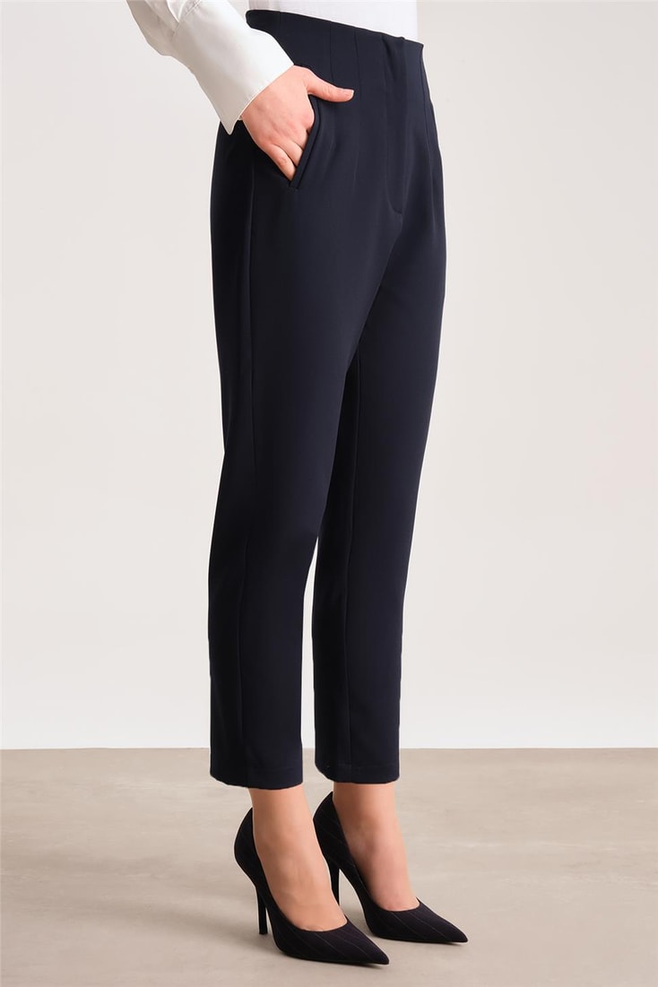 Armine High Waist Carrot Trousers Medium 2518 Navy Blue