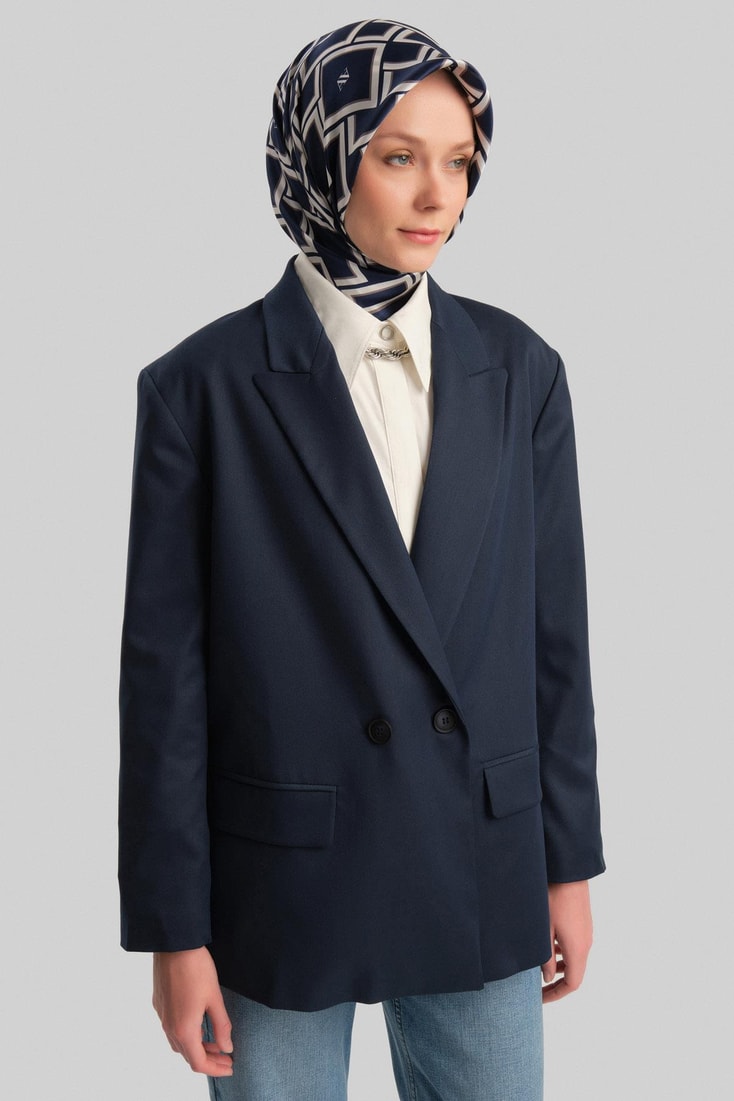 Armine Double Buttoned Jacket Ort5418 Navy Blue