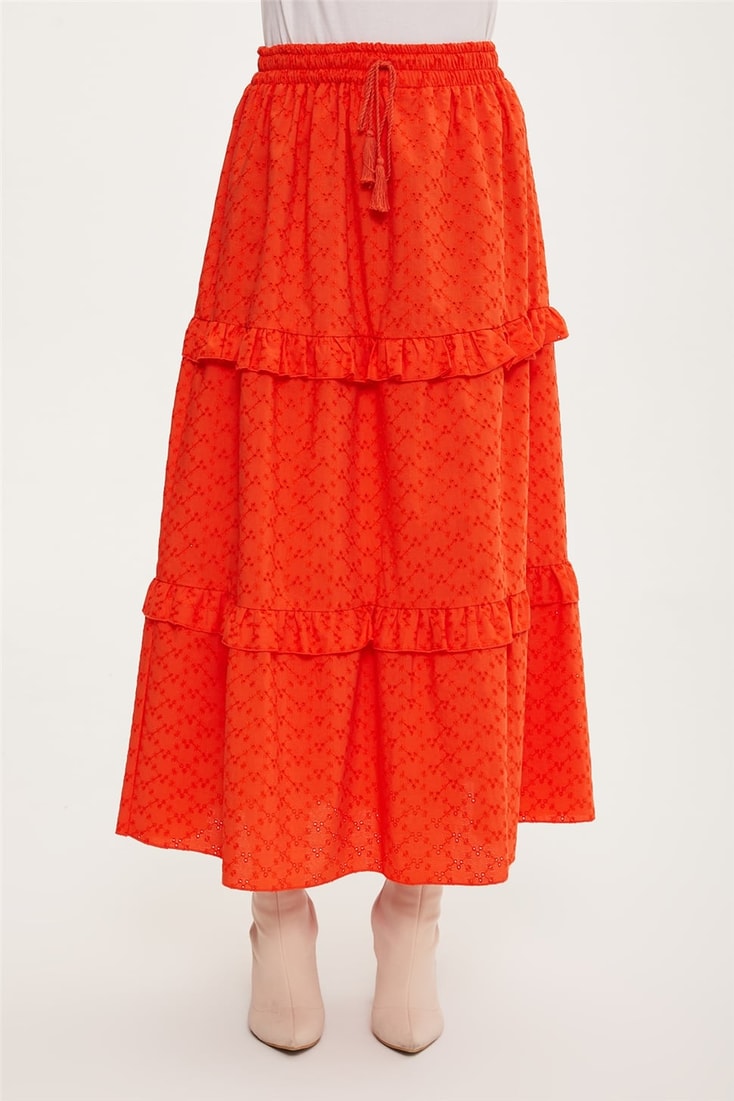 Armine Folded Brode Skirt 23Y1228 Bright Red