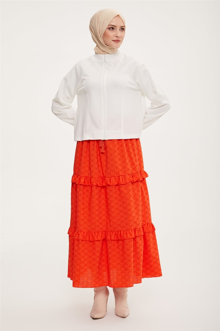 Armine Folded Brode Skirt 23Y1228 Bright Red
