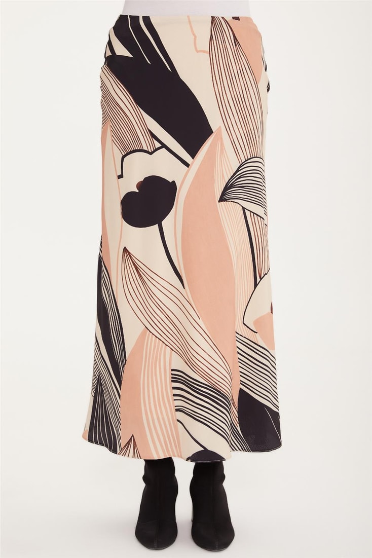 Armine Patterned Long Skirt 22K1318 Bronze