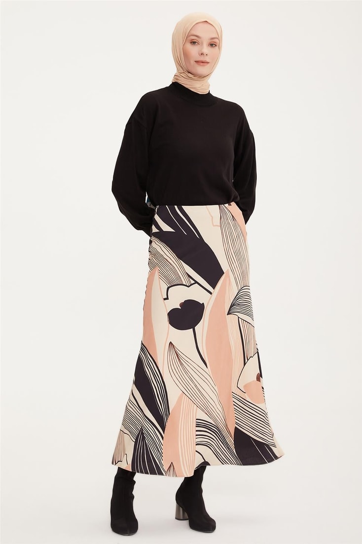 Armine Patterned Long Skirt 22K1318 Bronze