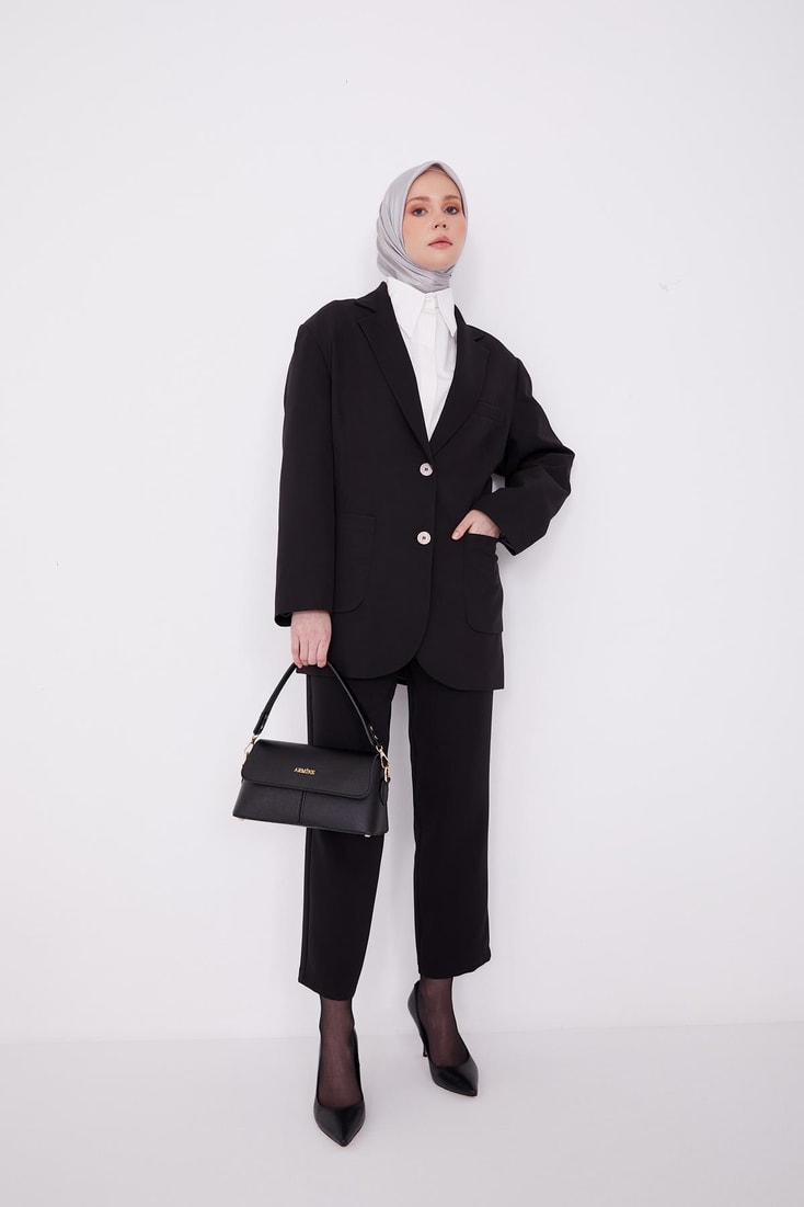 Armine Contrast Lined Jacket 22K5003 Black