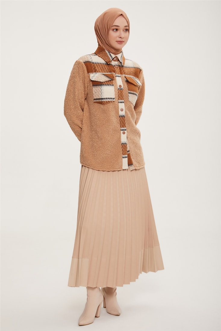 Armine Plaid Garnish Plush Jacket 22K5005 Gray
