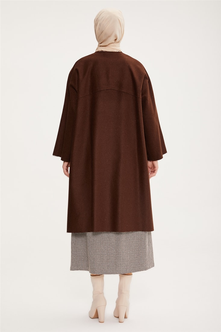 Armine Asimetrik Ve Oversize Fermuarlı Hırka 22K5915 Kahverengi
