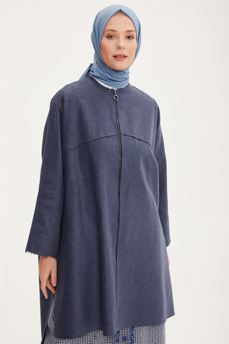Armine Asimetrik Ve Oversize Fermuarlı Hırka 22K5915 Morcivert