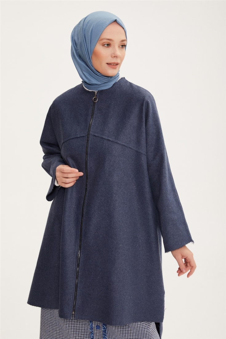 Armine Asimetrik Ve Oversize Fermuarlı Hırka 22K5915 Morcivert