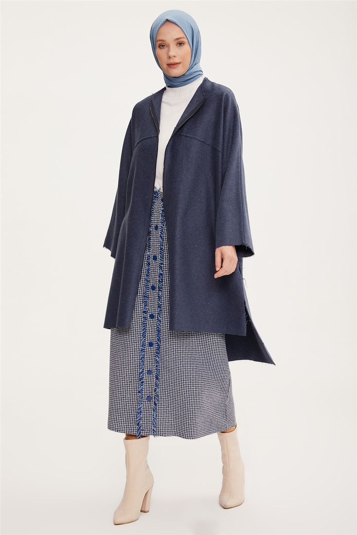 Armine Asimetrik Ve Oversize Fermuarlı Hırka 22K5915 Morcivert