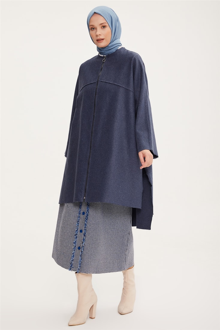 Armine Asimetrik Ve Oversize Fermuarlı Hırka 22K5915 Morcivert