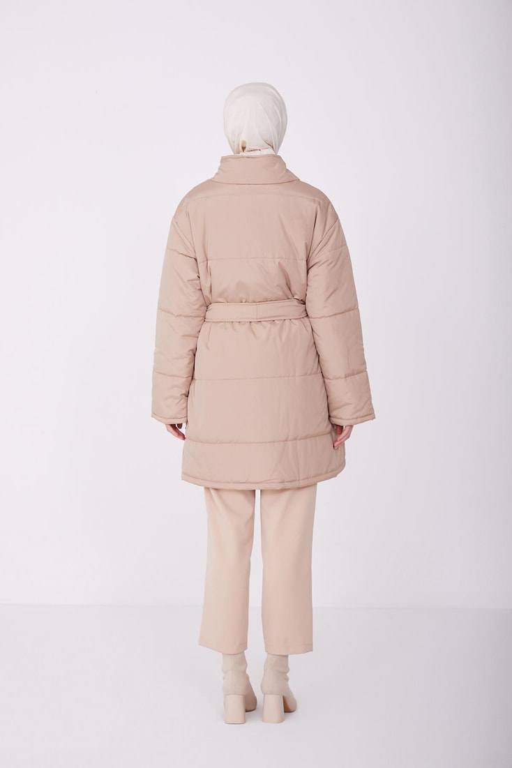 Armine Waist Belted Puffer Coat 22K7808 Beige