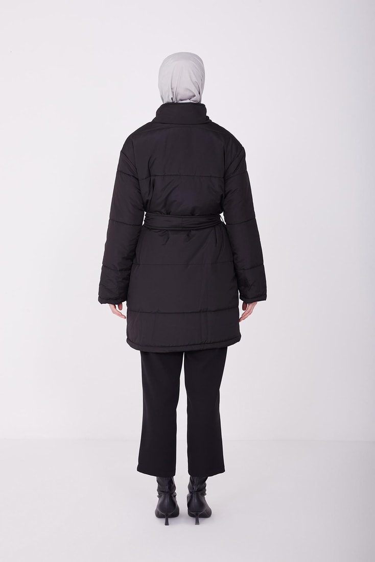 Armine Waist Belted Puffer Coat 22K7808 Black