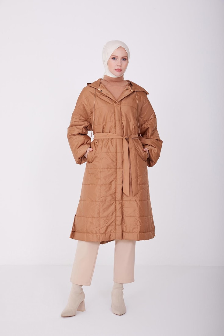 Armine Removable Hooded Coat 22K7821 Camel
