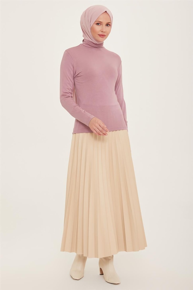 Armine Balıkçı Yaka Badi 22KD9039 Gül Kurusu