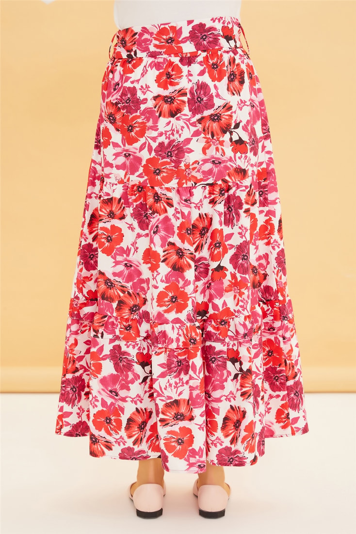 Armine Frill Detailed Belted Skirt 22Y1221 Bright Red
