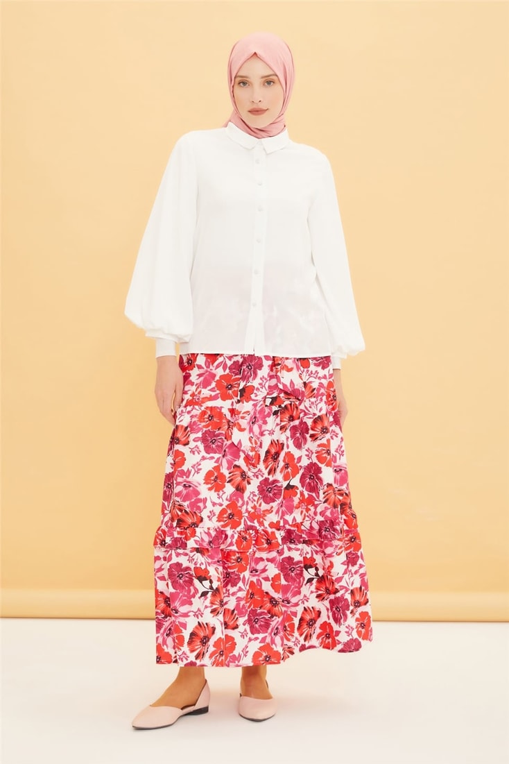 Armine Frill Detailed Belted Skirt 22Y1221 Bright Red